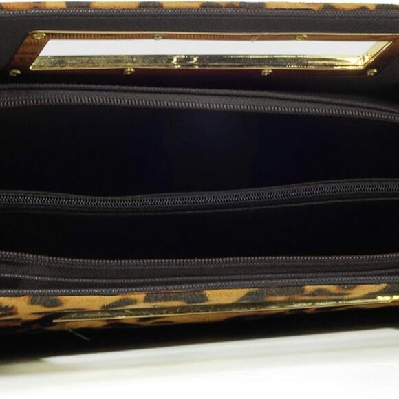 Classic Crocodile Pattern Faux Patent Leather Metal Grip Cut it out Clutch with - Picture 3 of 6
